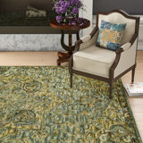 Tapis oriental vert foncé / tabac Asan