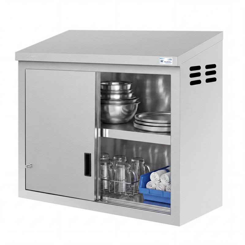 Armoire murale en acier inoxydable 30 po x 15 po avec portes coulissantes (KM-WMC-1530-L)