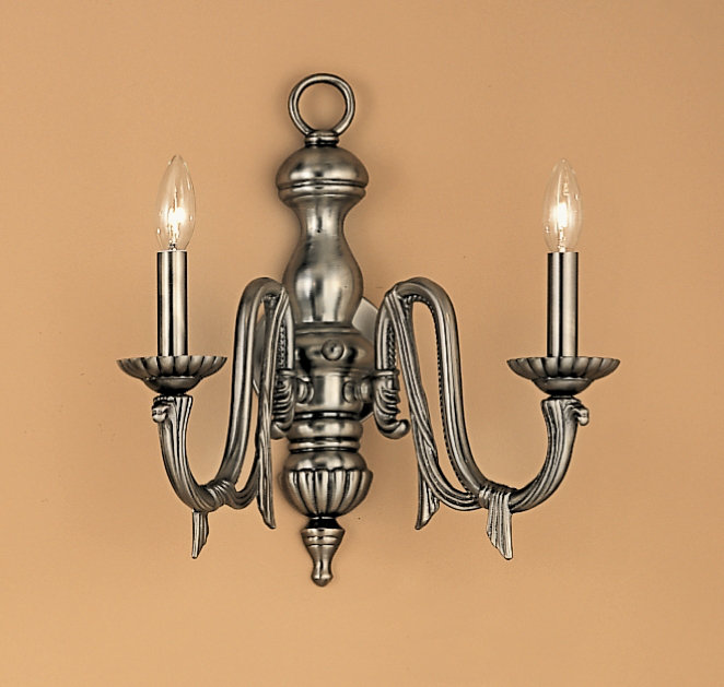 Lampe murale bougie 2 lumières Fackler, Étain