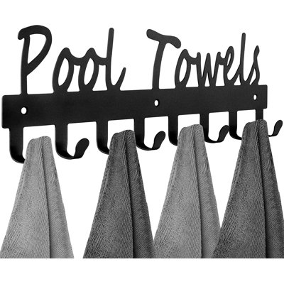 Porte-serviettes mural avec 8 crochets, porte-serviettes en acier au carbone pour la salle de bain, la piscine et l'extérieur, organisateur durable et antirouille pour serviettes, peignoirs et plus