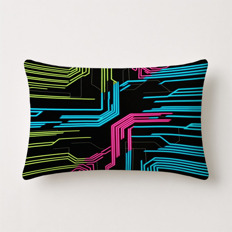 Cybernetic Grid Indoor And Outdoor Throw Pillow, Rectangle 14"H x 20"W