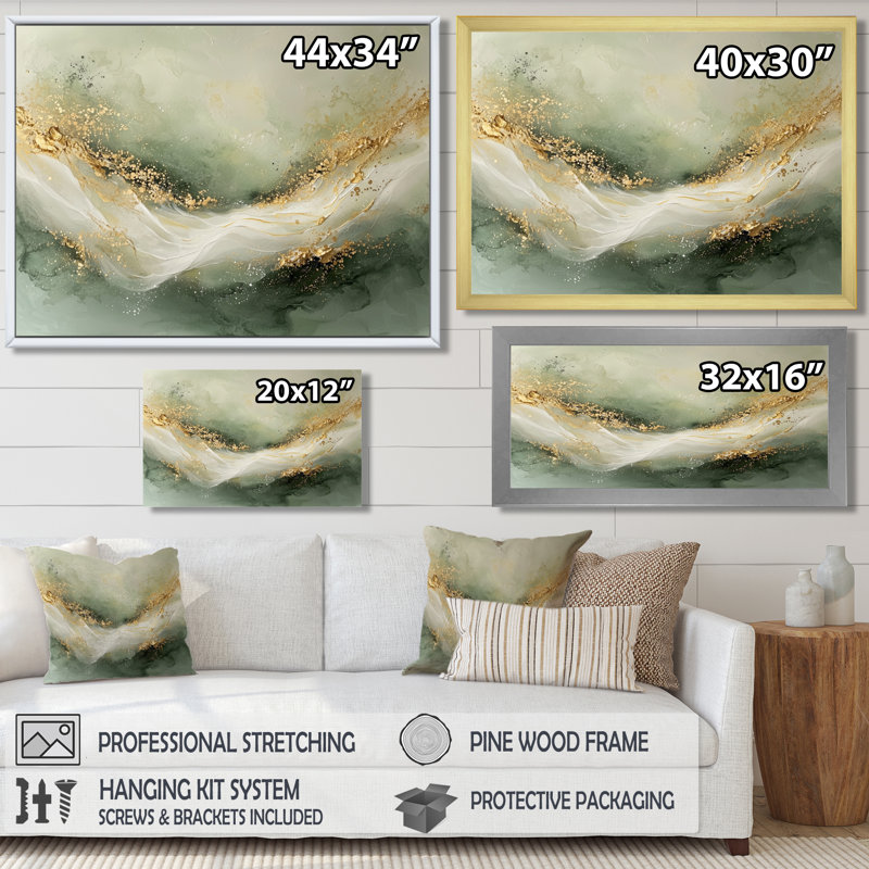«Ephemeral Emerald Pathway To The Gemstone III», art mural encadré en marbre, H 16 po x l 32 po, Cadre flottant, Brun