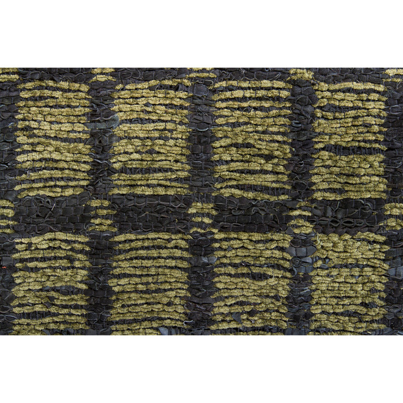 Tapis d'intérieur tissé à la main Lee-Abele, motif géométrique vert et noir, en jute et sisal