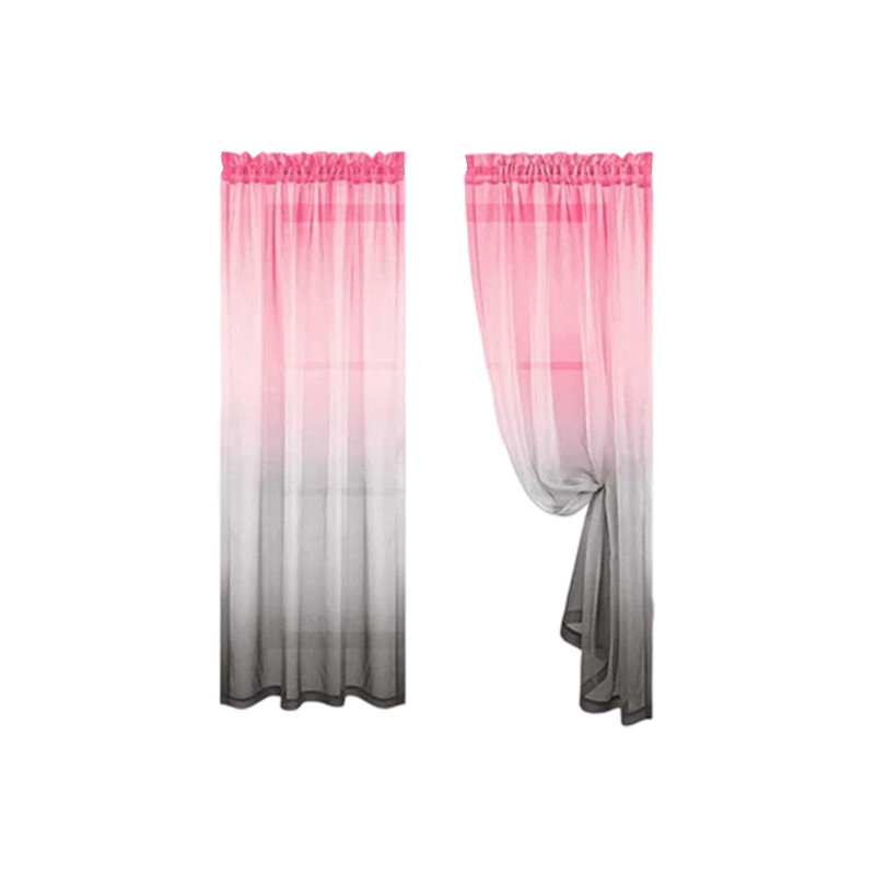 Kbndieu Two-Tone Gradient Sheer Curtains with Rod-Through Designs  Stylish Concise Curtains  Breathable Sheer Curtains for Bedrooms and Living Rooms
