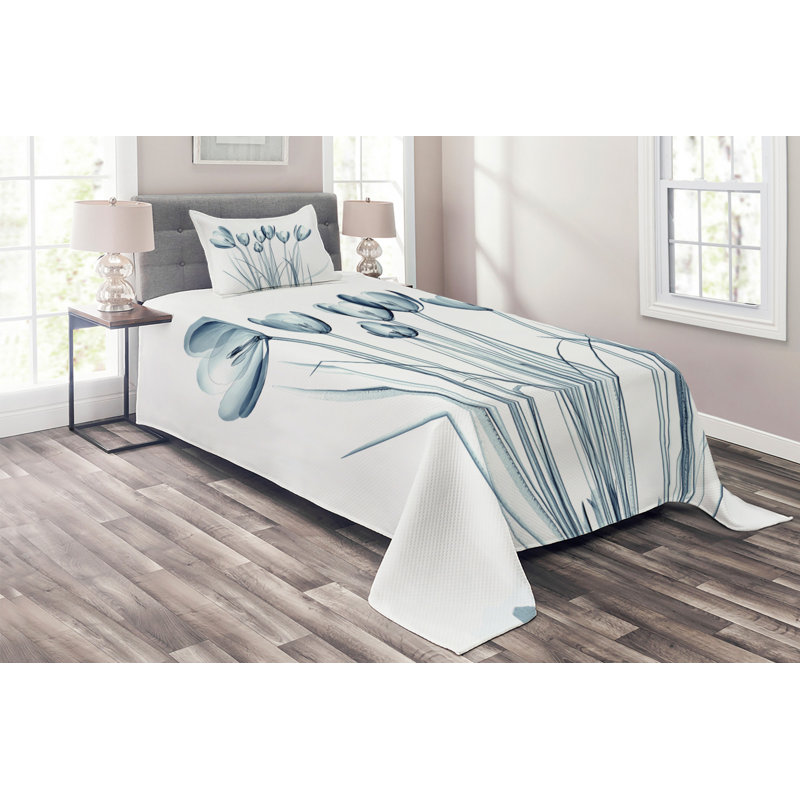 Eclectic Floral Coverlet, Twin Bedspread + 1 Sham