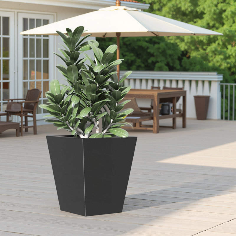 Versatile Metal Planter for All Settings, Enhancing Garden and Home Aesthetics, Black, 19" H x 22" W x 19" D