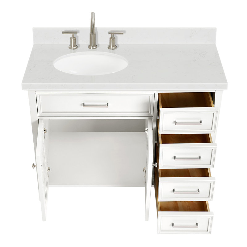 Ensemble de meuble-lavabo simple 42 po Blazier, Left, Ovale, Blanc