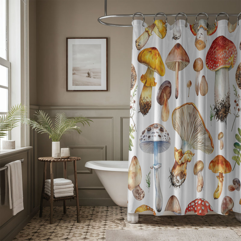 Enchanted Mushroom - Rideau de douche standard 1 pièce, H 74 po x l 71 po