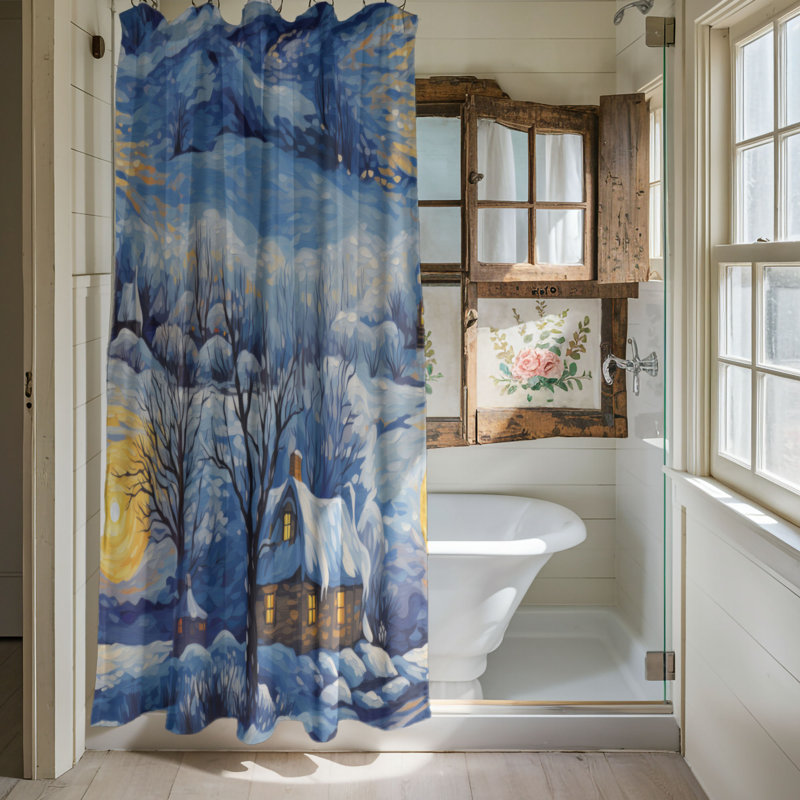Caleena Abstract Shower Curtain, 74" H x 71" W