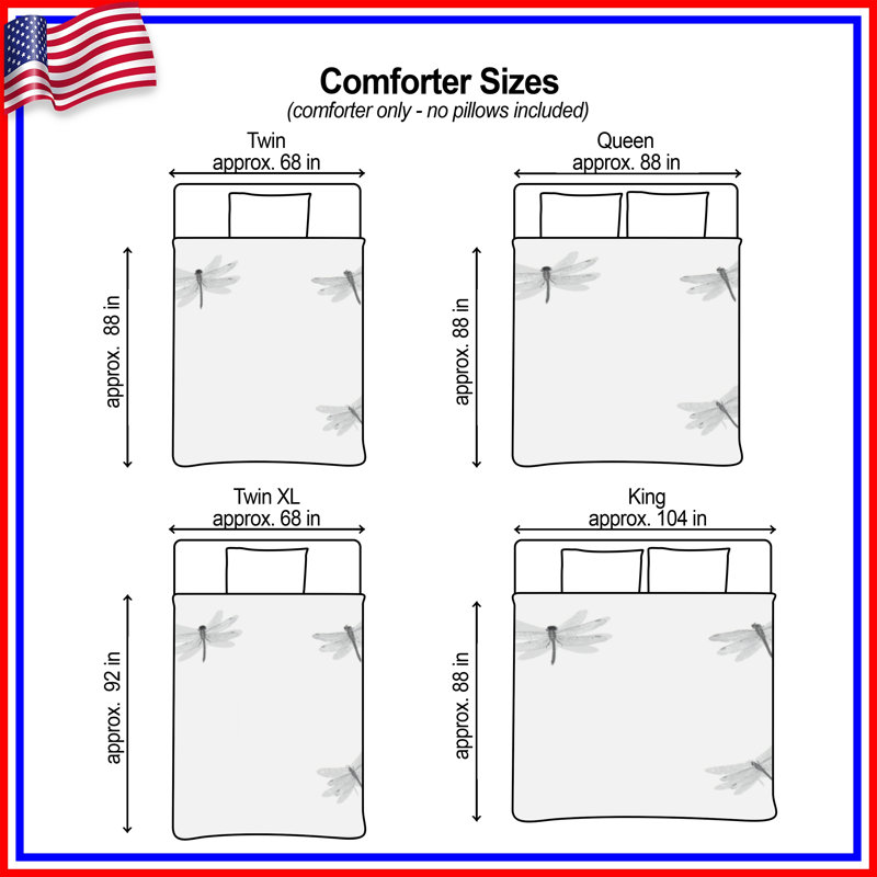 Édredon Three Dragonfly Illustration, Lit simple