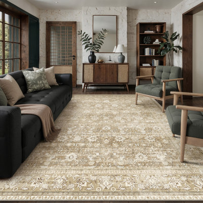 Kitty Machine Washable Oriental Area Rug with Non-Slip Backing