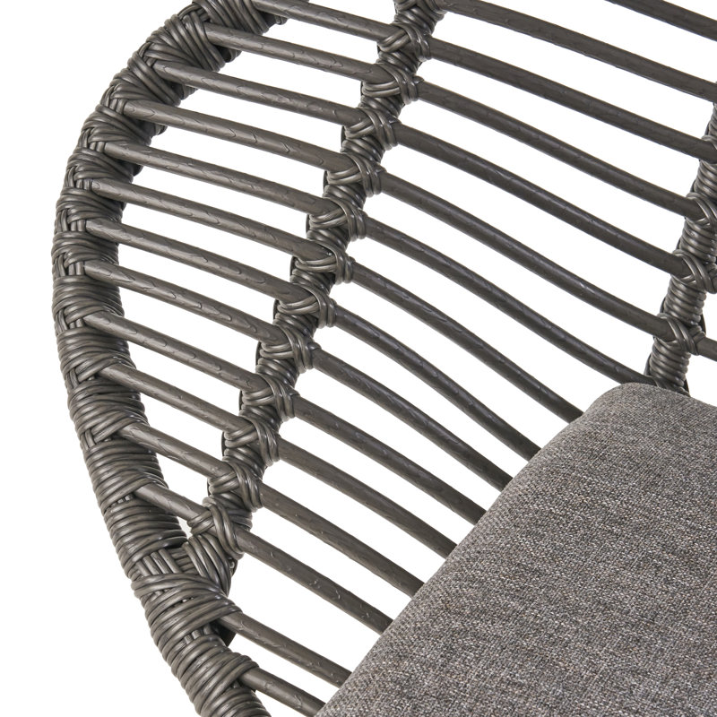 Chic Outdoor Basket Chair With Modern Look - Grey, Steel + Plastic, 30.2 In. H, 22.67 W, 35.92 D, 11.3 Lb, Assembly Needed Lounge