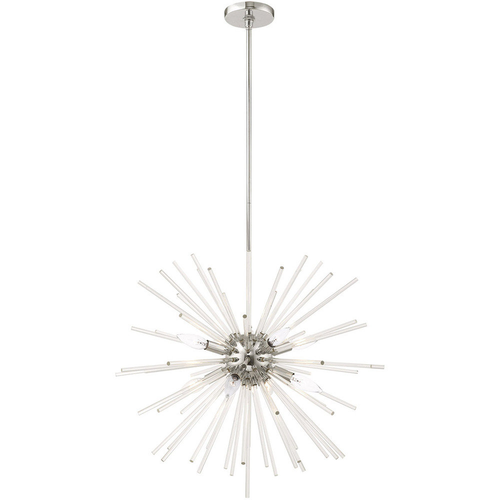 Ryzen 6 - Light Dimmable Sphere Chandelier, Polished Chrome, 14" H x 20" W x 15" D