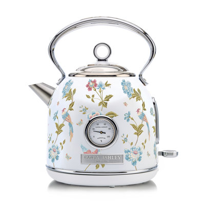 Laura Ashley Elveden 1.7 Litre Stainless Steel Electric Kettle - 3KW Kettles Electric Fast Boil Quiet - Pyramid, Retro Kettle Cordless with 360 Degree Base, Overheating & Boil Dry Protection