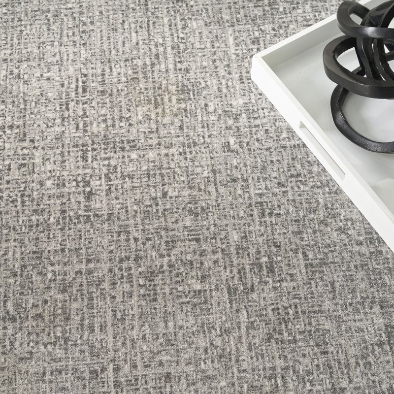 Abstract Machine Made Area Rug, Light Grey, Rectangle 183 x 274 cm