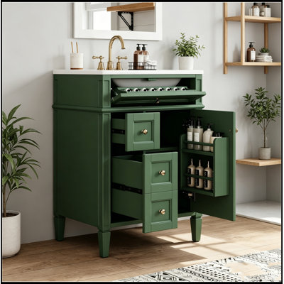 Bathroom Vanity with Top Sink, Storage Cabinet, 2 Drawers and a Tip-out Drawer