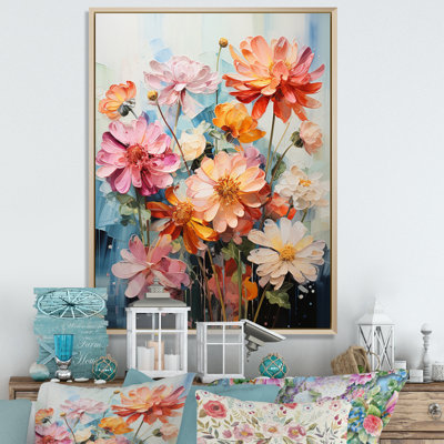 " Light Colour Zinnias Flowers Collage III "