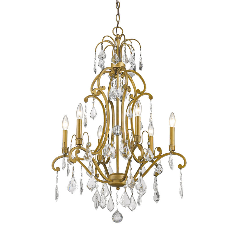 Lustree empire de style bougie 6 lumières avec accents en cristal Manorhaven