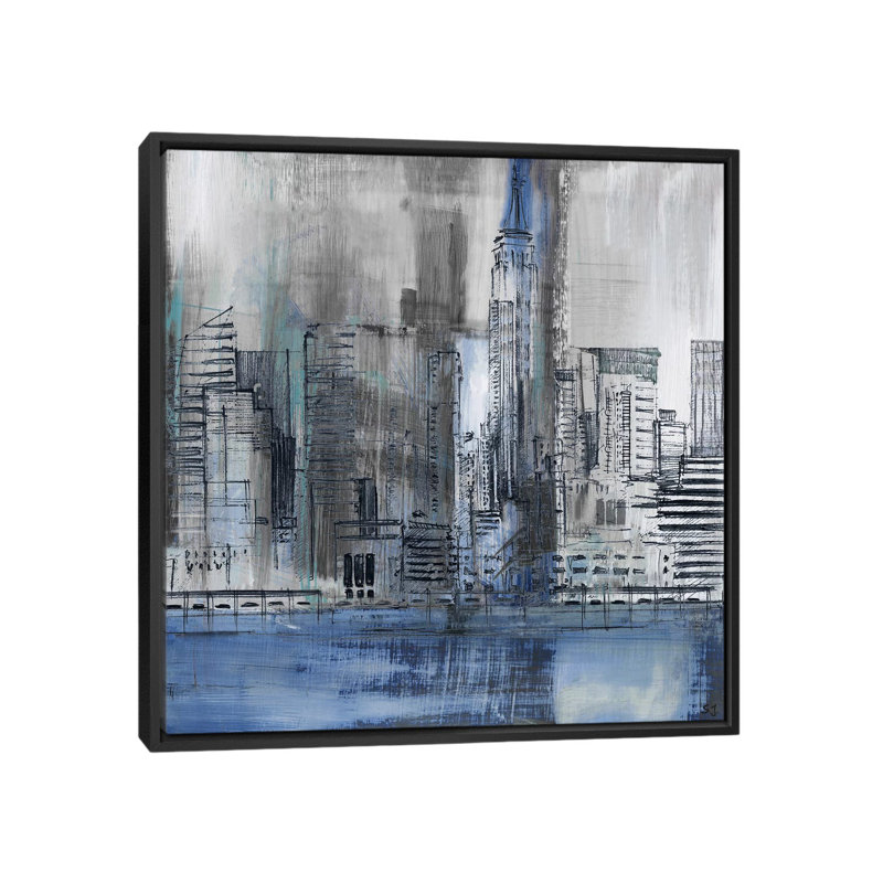 «Empire State», impression sur toile, H 18 po x l 18 po x P 1,5 po, Toile avec cadre noir, Pas de tapis