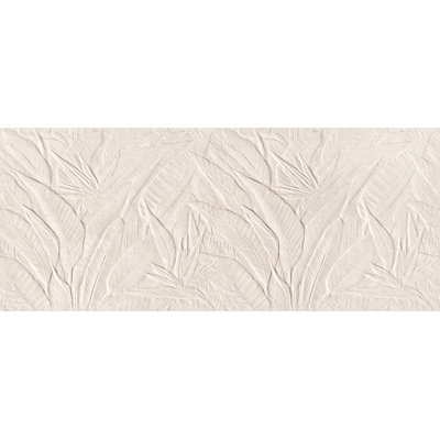 Carreau mural en céramique 3D sculpté à motif botanique Shibumi 51 x 122 cm – Aspect pierre texturée