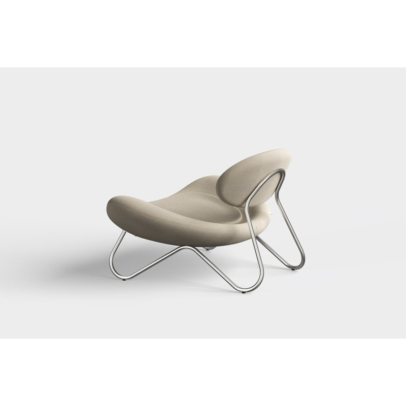 Meadow Lounge Chair, Black Painted Steel Frame, Brushed Stainless Steel, Natural Polyester Blend