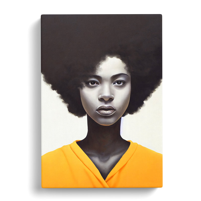 CAN-V0523-2941X Woman With Afro Portrait 1 Piece Wrapped Canvas Wall Art, 60cm H x 40cm W