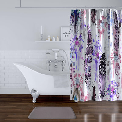 Rideau de douche simple fleur de bleuet