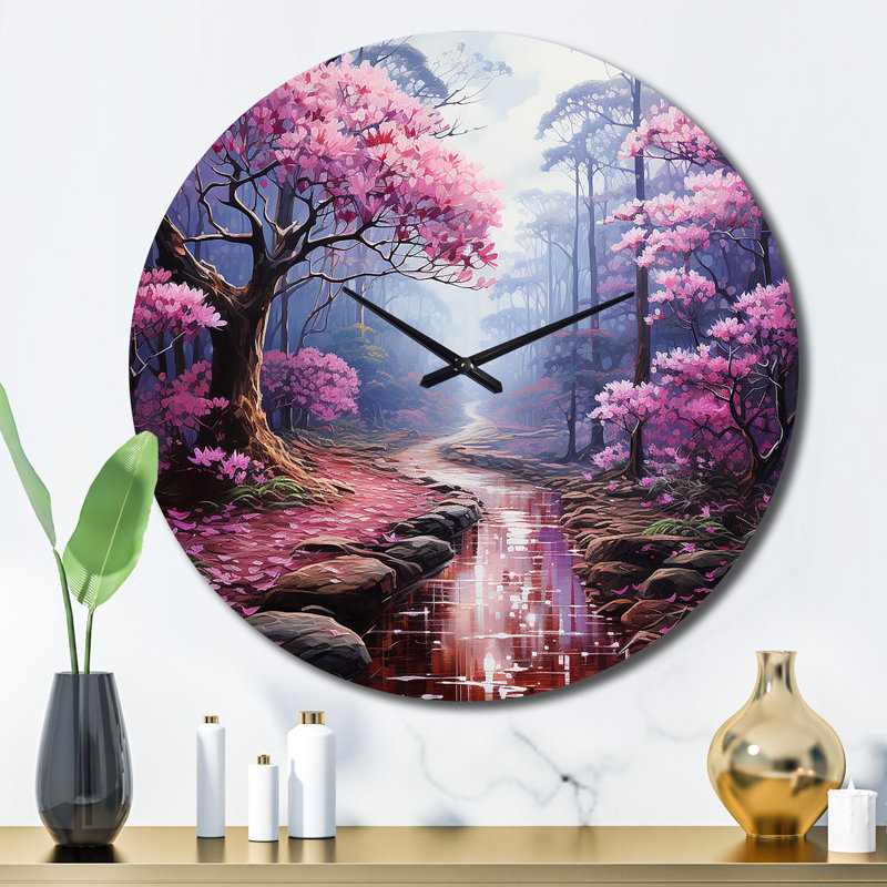 Horloge murale Rhododendron Field Pointillism Dot II - Floral, Grand