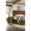 Noyer couleur style transitionnel lit 2X tables de chevet 3 pièces boutons de meubles de chambre à coucher en métal