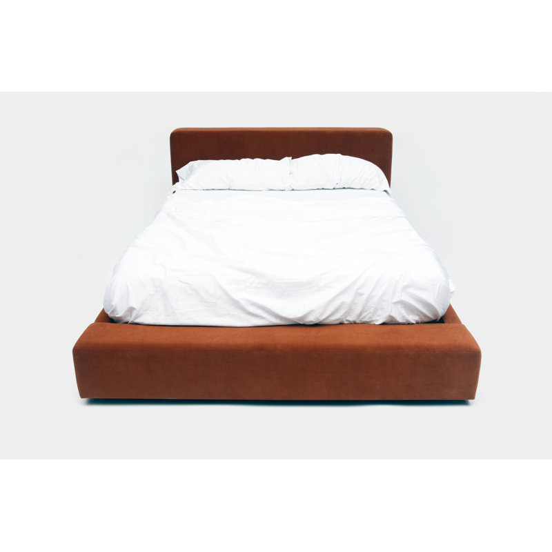 Velvet Solid Wood Bed, King, Cognac