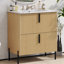Meuble-lavabo de 30 pouces avec lavabo en céramique, tiroirs d'extension, glissières encastrées à fermeture en douceur, conception cannelée, couleur naturelle - convient aux espaces moyens, meuble-lavabo unique-243536453