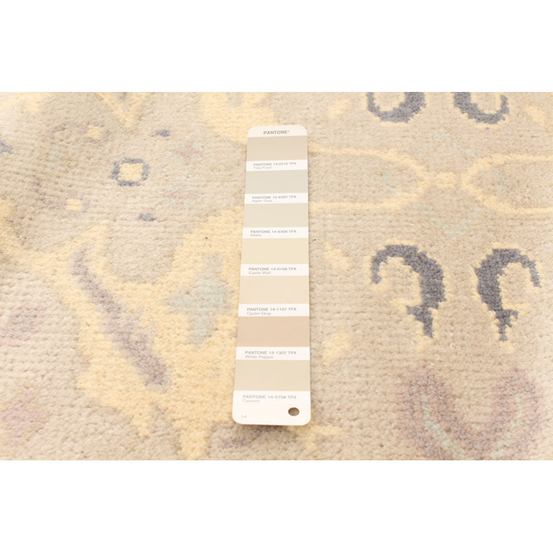 Tapis de couloir en Tapis décoratif laine kaki clair de conception unique 2 pi 6 po x 9 pi 10 po Broghin noué à la main New Age Ushak