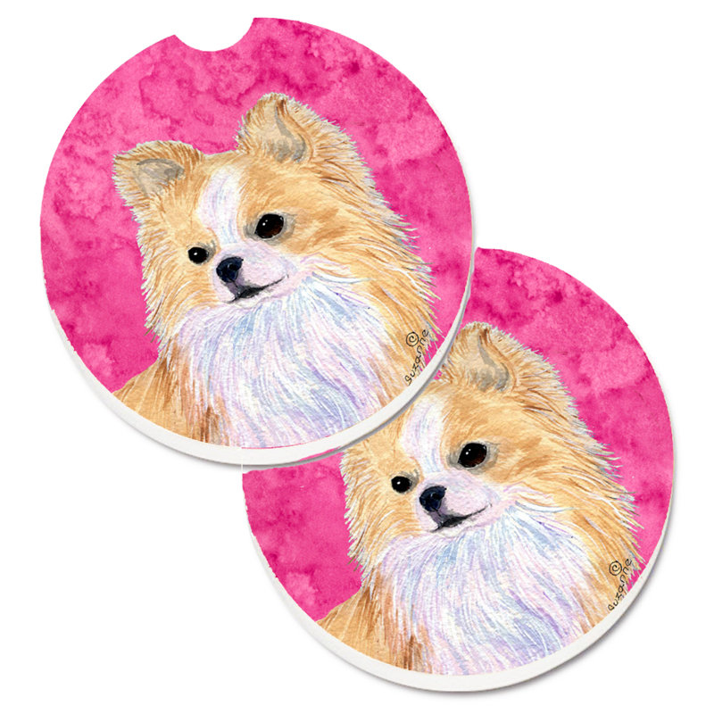 Sous-verre barbu collie voiture, Chihuahua à poils longs