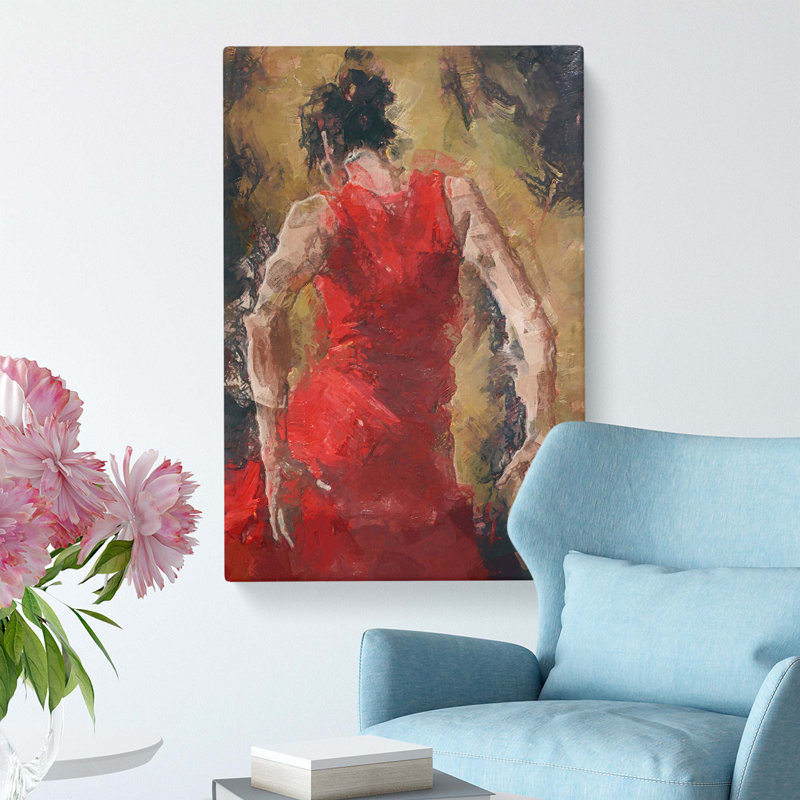 Spanish Flamenco Dancer in Abstract - Wrapped Canvas, 76 cm H x 50 cm W