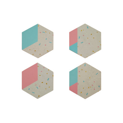 Cork Hexagon 4 Piece Coaster Set