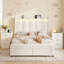 Ensemble de chambre à coucher 3 pièces, lit flottant et 2 tables de chevet avec ports de chargement USB | Ensemble de chambre à coucher flottant moderne-1430836526-1423612233