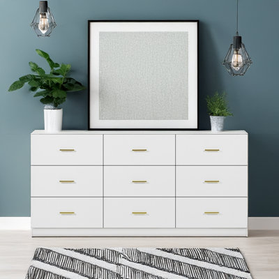Commode moderne à 9 tiroirs pour la chambre à coucher - Vaste commode de rangement, robuste et sécuritaire