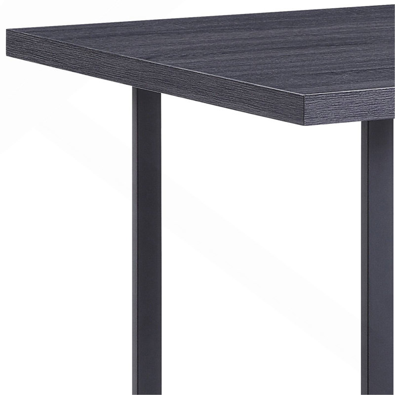 Gray Oak & Black Dining Table With Sled Base