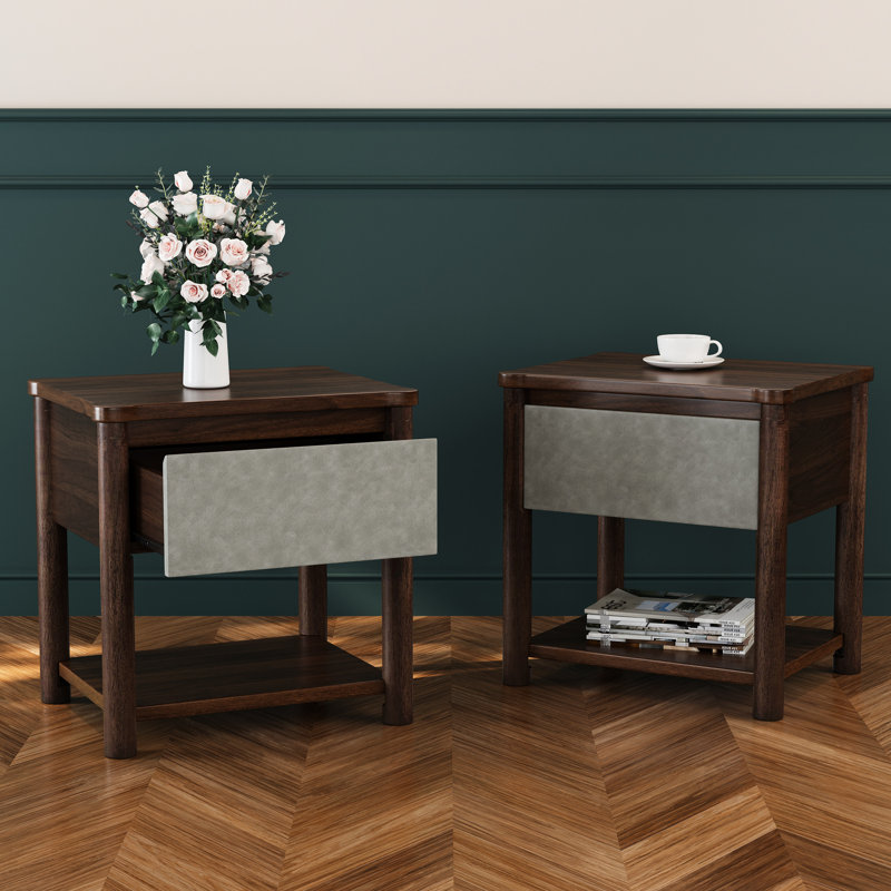 Table de chevet en bois, tables de chevet modernes avec tiroir, table de chevet de ferme pour salon de chambre à coucher, ensemble de 2