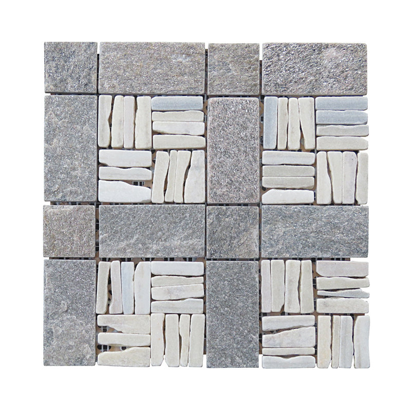 Landscape Wonder Random Sized Natural Stone Grid Mosaic Wall & Floor Tile, White/Gray