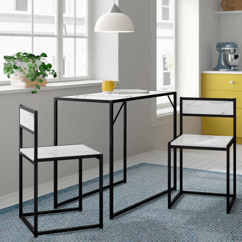 Amayah 2 - Person Dining Set, White, White