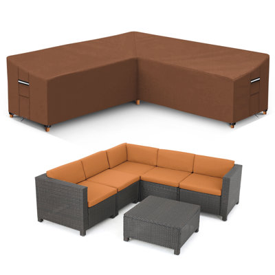 Heavy Duty Outdoor Sectional Sofa Cover Waterproof Patio Sectional Couch Cover by Arlmont & Co.