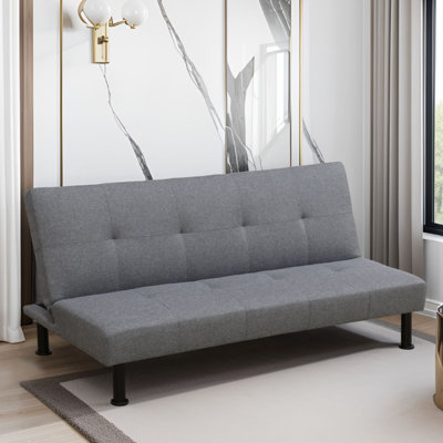 64 In. Linen Twin Size Sofa Bed