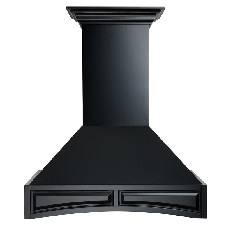 36" Wood 700 CFM Ducted Wall Mount Range Hood, Black