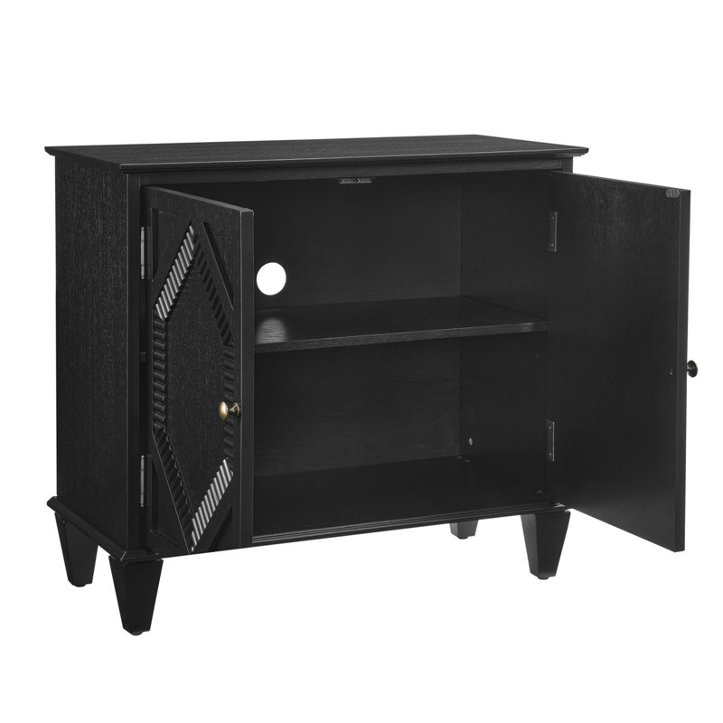 Buffet rétro en bois avec rangement, Noir