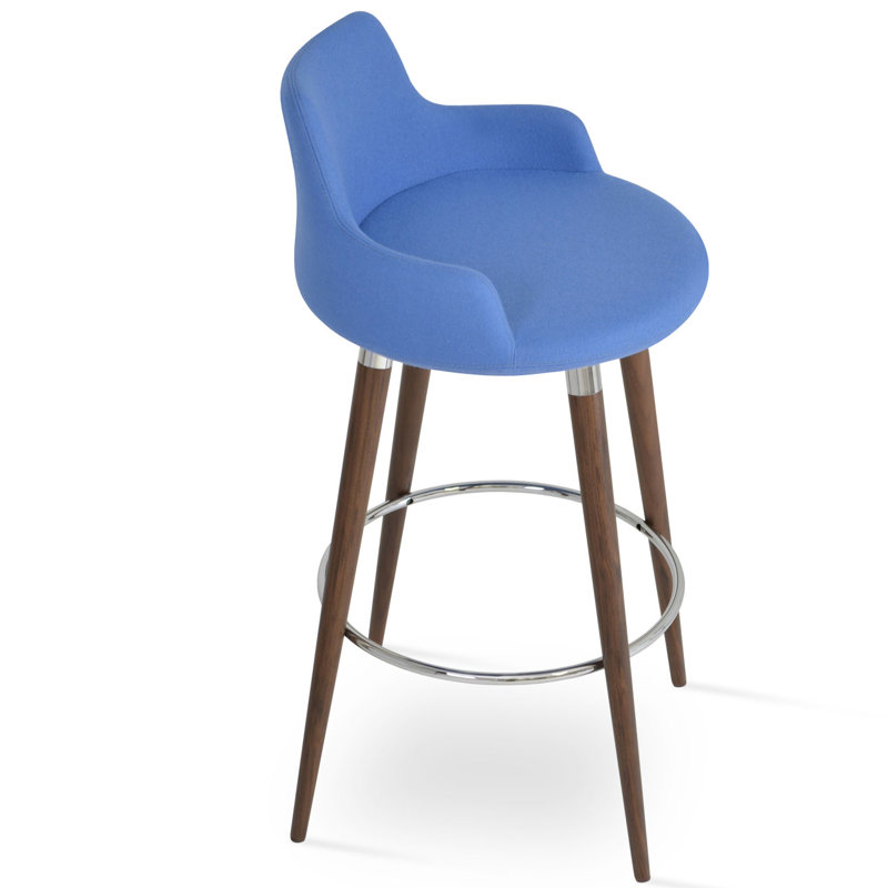 Tabouret de bar et de comptoir Dervish, Naturel, Laine rouge pomme d'amour, Tabouret de bar (siège d'une hauteur de 29,5 po)
