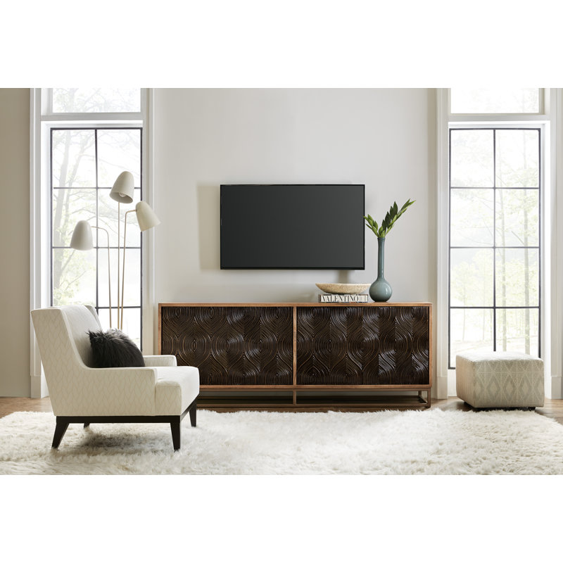Transitional Beige and Brown Mango Wood Entertainment Console