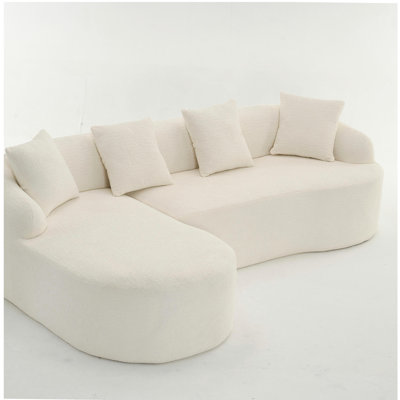Canapé modulaire en forme de L Boneless avec méridienne incurvée, canapé modulaire en chenille, mousse à haute densité 30D, canapé-lit modulaire minimaliste pour le salon.