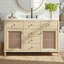 48-Inch Bathroom Vanity with Solid Wood Frame, 5 Drawers, 2 Rattan Doors, and Premium Ceramic Sink for Ample Storage and Elegant Design