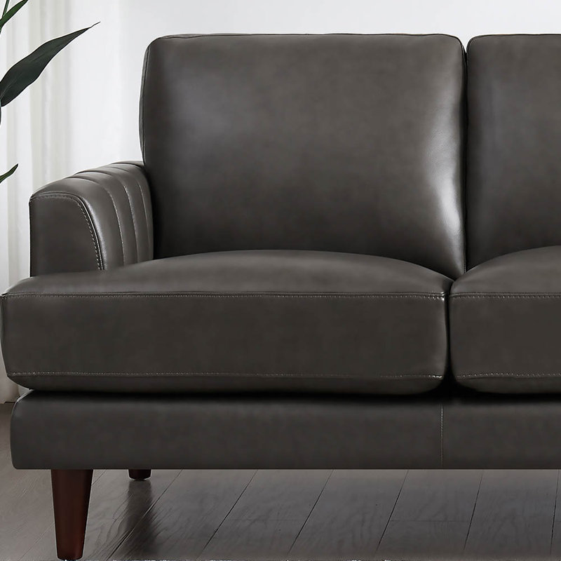 Reuma Top Grain Leather Loveseat, Cassia Concord Gray